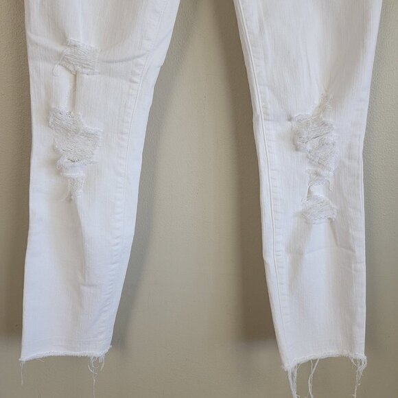 J Brand Cropped White Demented Distressed Skinny Ankle Frayed Mid Rise Jeans 27 - Picture 7 of 16